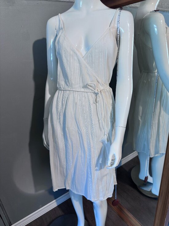 Madewell Dresses & Skirts - Madewell White Spaghetti Strap Wrap Dress Size M Tie Waist